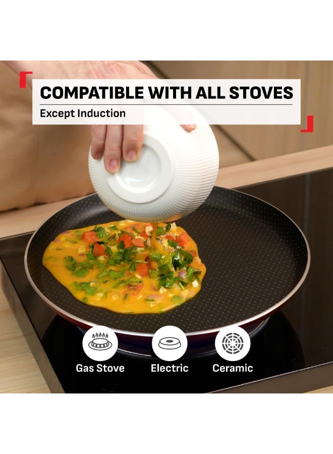 T-Fal  Simply Chef 30 cm Flat Tawa | Resist Plus Non-Stick Coating | Silicon Non-Slip Handle | Easy Cooking & Cleaning | Two Way Coating | 100% PFOA Safe - Image 2