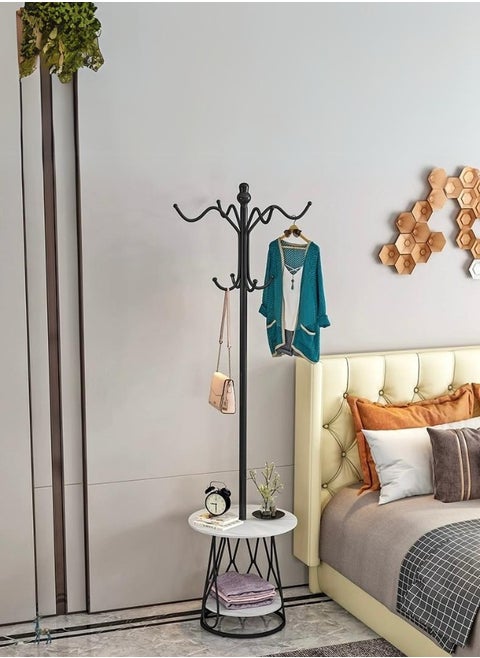 Multi-use clothes hanger and hanger with side shelf - elegant and modern design for storing and organizing clothes and personal items
