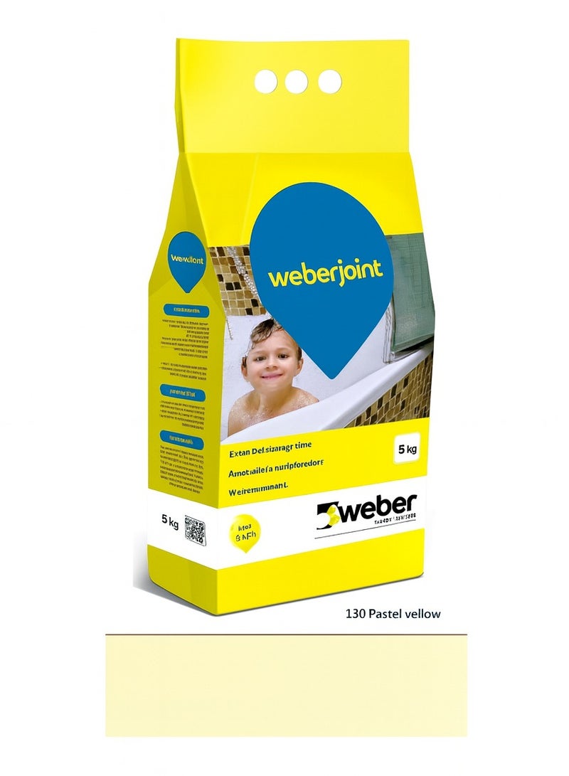 Weber Tile Grout Cement Based Pre Mixed Tile Joint Grout 5Kg- PASTEL YELLOW - Image 1