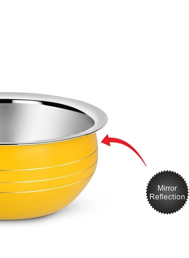 Nirvika Stainless Steel Handi Set Cooking Bowl, Biryani Milk Pot pan, 350 ml, 550 ml, 750 ml, 1200 ml, 1650 ml, 5 Piece (Powder Coating Handi Yellow) - Image 4