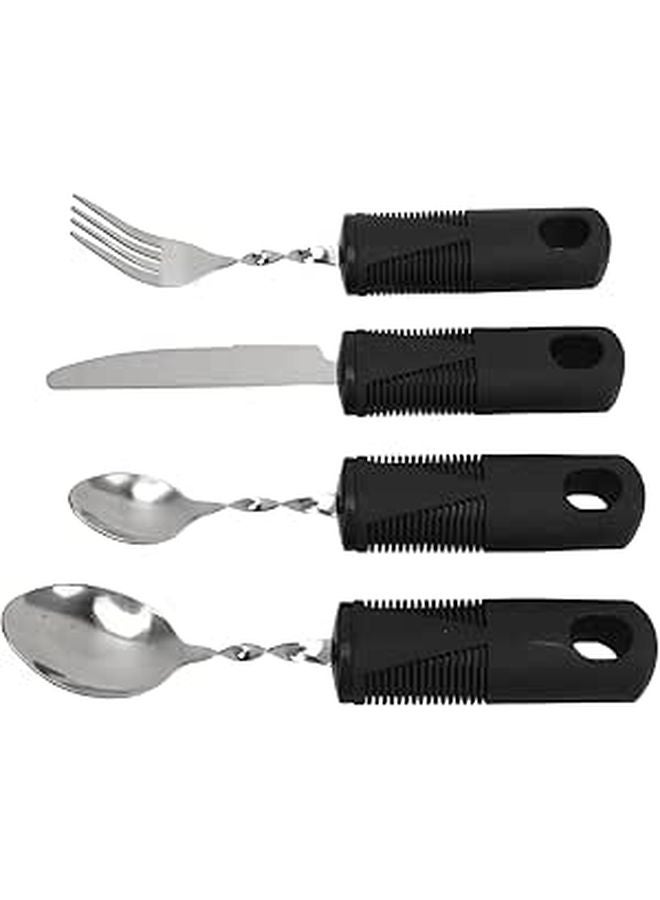 Weighted Stainless Steel Adaptive Utensils Set For Hand Tremors Elderly 4 Piece - Image 1
