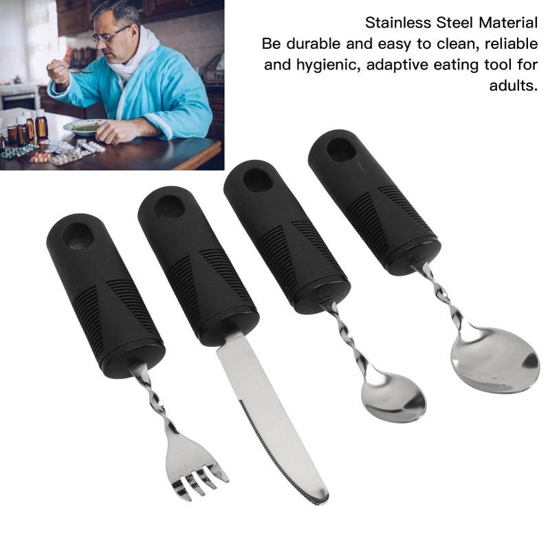 Weighted Stainless Steel Adaptive Utensils Set For Hand Tremors Elderly 4 Piece - Image 4