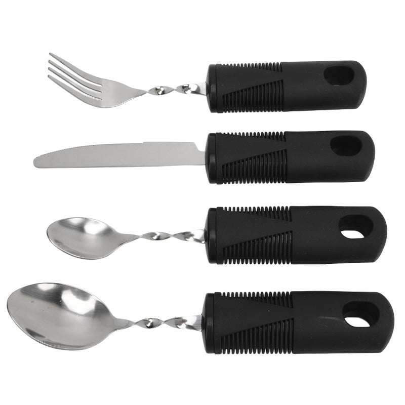 Weighted Stainless Steel Adaptive Utensils Set For Hand Tremors Elderly 4 Piece - Image 2