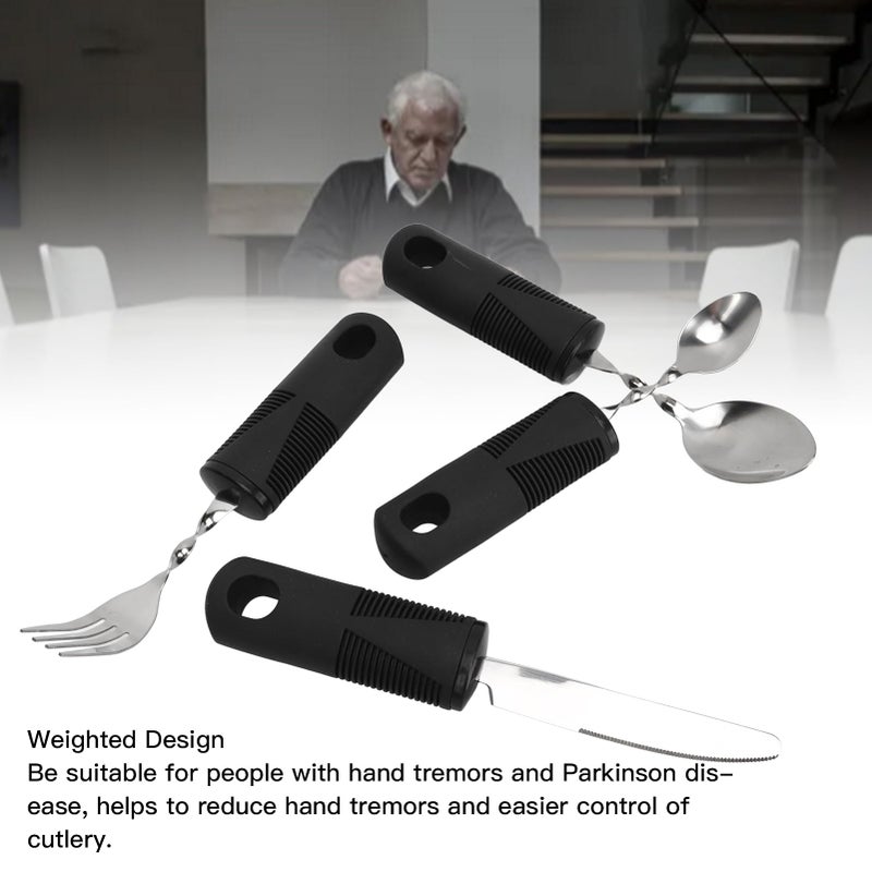 Weighted Stainless Steel Adaptive Utensils Set For Hand Tremors Elderly 4 Piece - Image 3