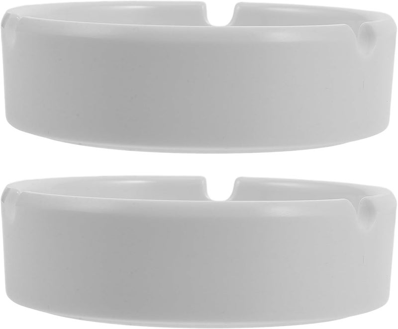 TOYANDONA 2pcs White Melamine round Ashtrays Lightweight Anti-fall Cigarette Ash Holder Smoking Accessory for Office, Restaurant, Bar, and Outdoor Use - Image 1