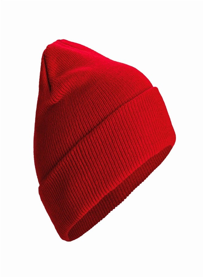 Saferin Acrylic 1 & 2 Packs Unisex Beanie Hat for Men and Women Warm Elasticity Knit Winter Ski Cuffed Plain Hats Cap, Red, Medium - Image 1