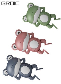3 Pieces Wind Up Bath Frogs for Kids,Swimming Frog Toys in Assorted Colors, Frog Bathtub Toys for Kids That Swim in Water, Great as Swimming Pool Toys