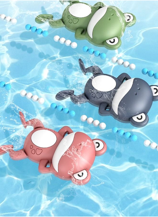 GROIC - 3 Pieces Wind Up Bath Frogs for Kids,Swimming Frog Toys in Assorted Colors, Frog Bathtub Toys for Kids That Swim in Water, Great as Swimming Pool Toys - Image 1