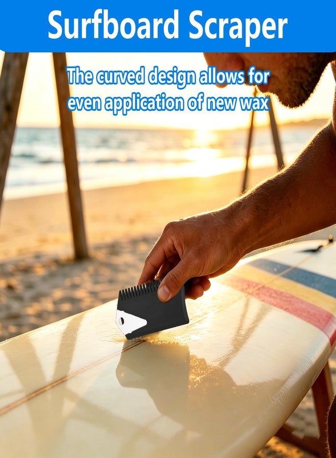 Kodrily 2Pcs Surfboard Scraper, 2 in 1 Surfboard Wax Comb with Fin Key, PVC Black Surfboard Surfing Wax Comb for Skimboard, Surfboard Surfing Maintenance, 3 x 1.6in - Image 3