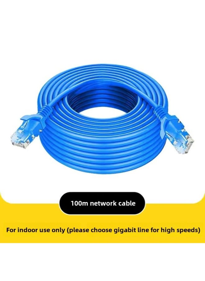 Generic Gigabit Network Cable Category 5 Category 6 Twisted Pair CAT5/6 Network Cable Jumper Broadband Network Cable Finished Network Cable-Color:100 M Five Blue-Line Length:1 M  - Image 1