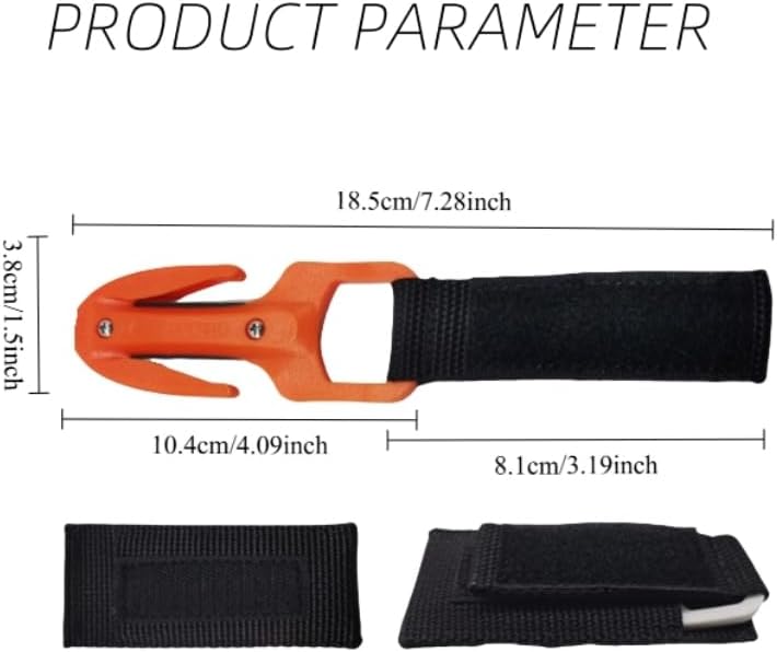 مقص آمن للغوص والتزلج على الأمواج Pisto Dive & Surf Safety Twin Line Cutter مقبض من البولي بروبيلين (PP) + هيكل واقي شفرة من الفولاذ الكربوني للغوص تحت الماء وشباك الصيد - اللون برتقالي - Image 1