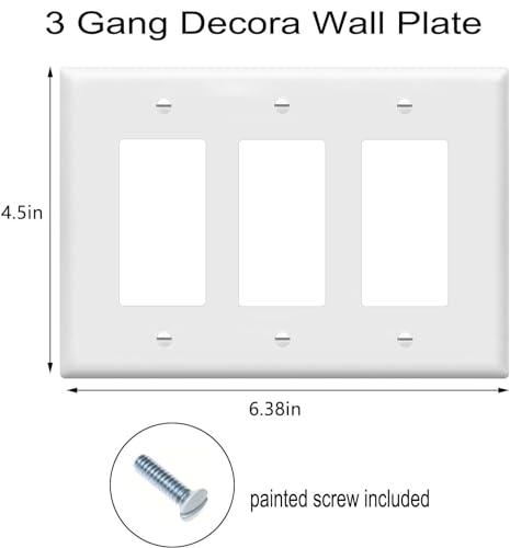 ZEFTV Decorator Wall Plates 3Gang Switch Outlet Electrical Cover Plate Unbreakable Thermoplastic Faceplate for Light Receptacle Outlet Switch White 6 Pack - Image 3