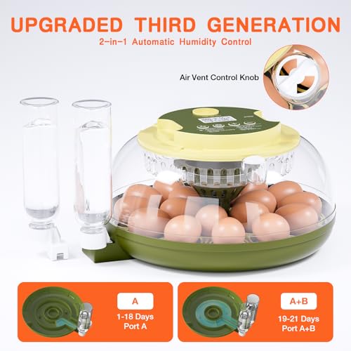 Etegow 18 Egg Incubator, Incubator for Hatching Eggs, Automatic Egg Turning and Humidity Temperature Control, Egg Candler, Hatch Day, Automatic Water Refill, for Chicken, Ducks, Quail, Goose, Pigeon - Image 5