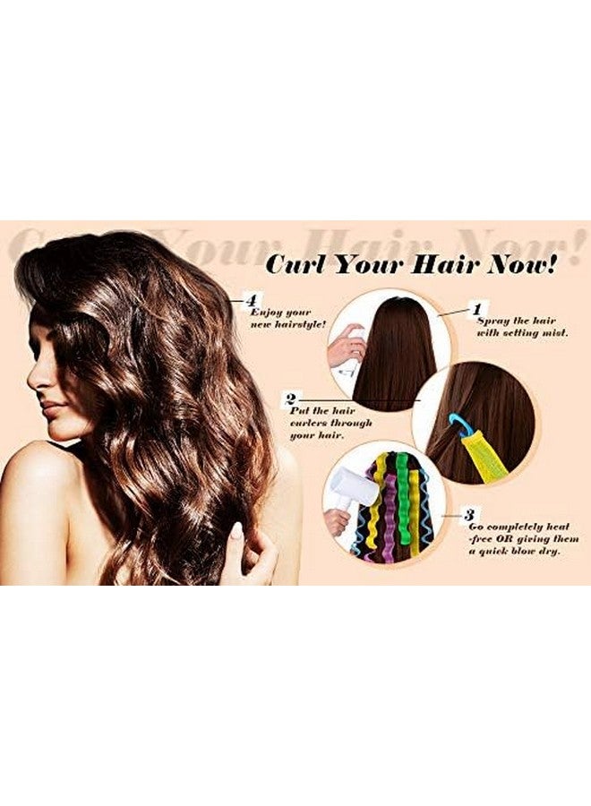 Ash & Roh Heatless Hair Curlers Spiral Curling Kit with 3 Pieces Styling Hooks Tools for Women and Girls Hairstyles (Multicolor, pack of 14) - Image 2