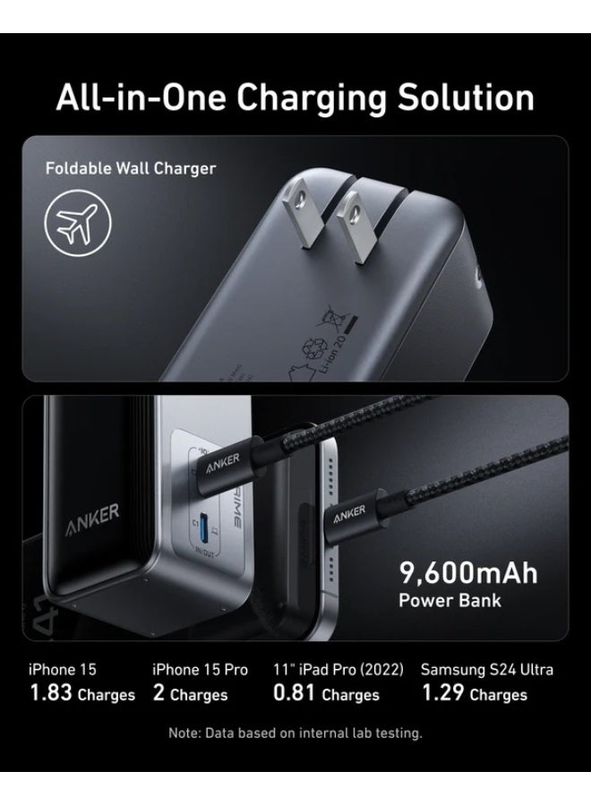Anker Prime Power Bank A1339 (9600mAh, 65W, Fusion), 2-in-1 Portable Charger and Wall Charger with USB-C and USB-A Ports, High-Speed GaN Fast Charging Battery Pack for Laptops, Smartphones, and Tablets - Image 3