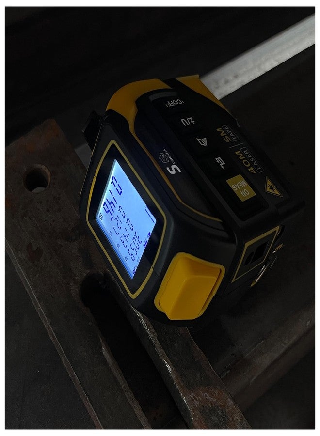 SUNHAIXIA 4 in 1 Laser Tape Measure, 130ft/40m Laser Distance Meter, 16ft/5m AutoLock Tape, Ft/Inch/Fractions/M/mm, Yellow - Image 4