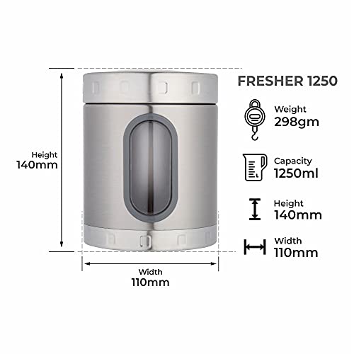 DUBBLIN Stainless Steel Storage jar container Fresher screw lid transparent visible window food safe steel Storage container 1250 ml, 1 Piece, Silver - Image 3