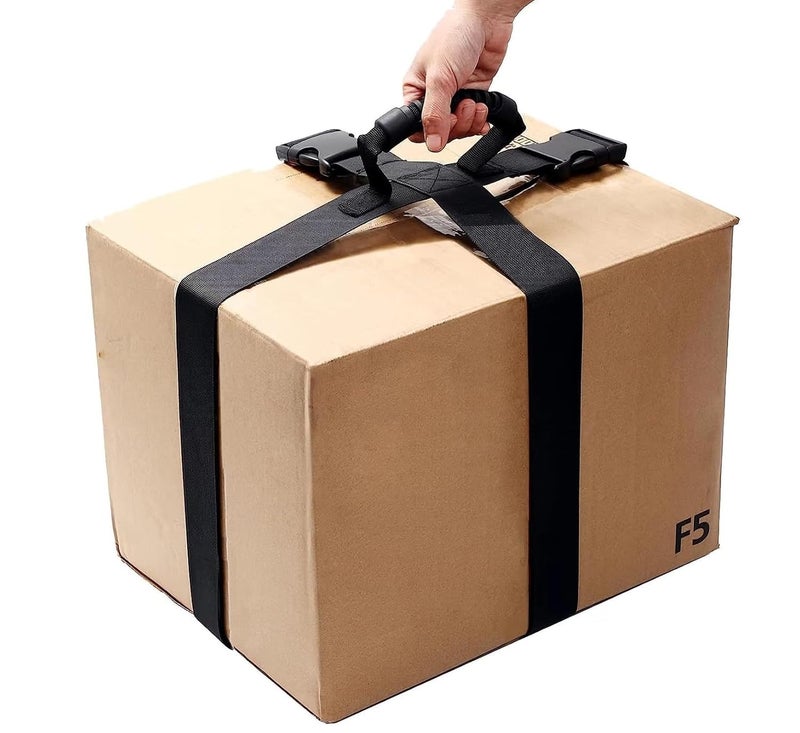 ALASKA ® Box Carrying Strap with Handle, Handheld Belt for Safely Moving and Lifting Heavy Boxes, Adjustable Belt, Cross Style Carry Straps, Suitable for Groceries, Luggage (190 CM x 5 CM) - Image 1