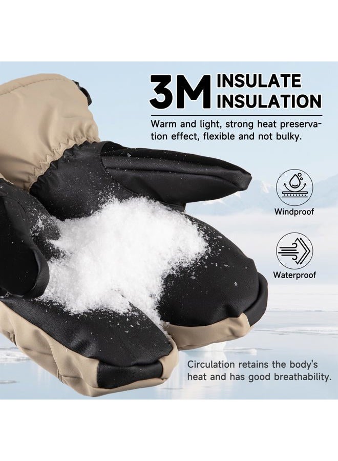 OMECHY Winter Ski Mittens Men & Women Snow Warm Insulated Waterproof Windproof for Cold Weather and Snowboarding with Zipper Pocket - Image 3