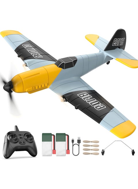 RC Plane 3 Channel BF-109 Remote Control Airplane Fighter Toys,2.4GHz 6-axis Gyro Stabilizer RTF Glider Aircraft Plane with 2 Batteries,Easy to Fly for Adults Kids Beginners Boys