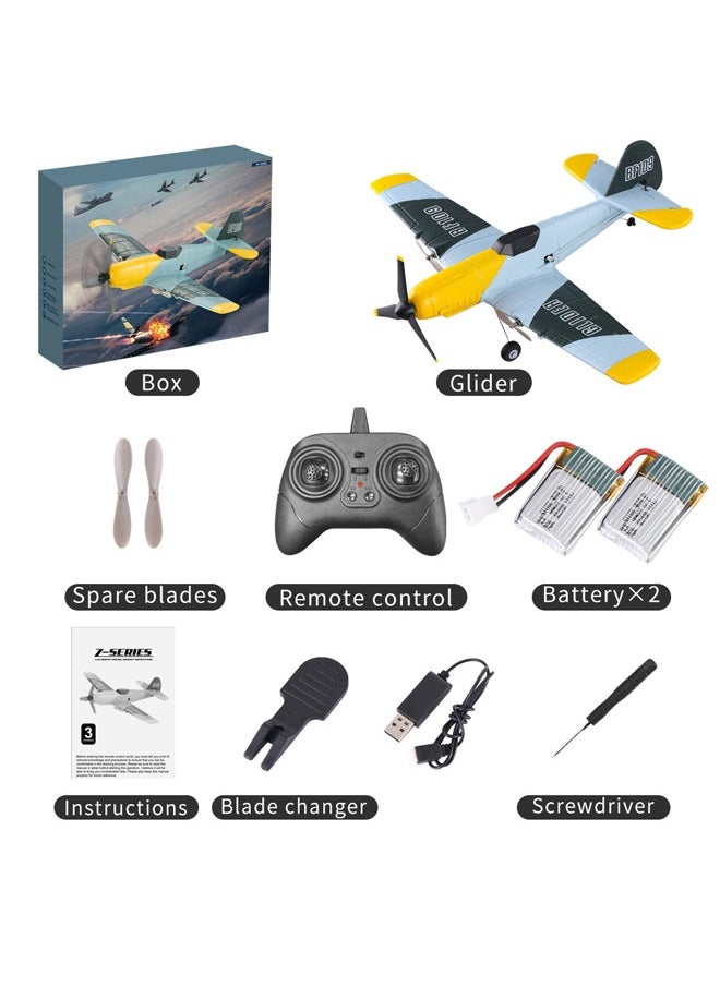 Bukela - RC Plane 3 Channel BF-109 Remote Control Airplane Fighter Toys,2.4GHz 6-axis Gyro Stabilizer RTF Glider Aircraft Plane with 2 Batteries,Easy to Fly for Adults Kids Beginners Boys - Image 1