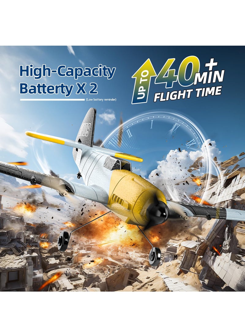 Bukela - RC Plane 3 Channel BF-109 Remote Control Airplane Fighter Toys,2.4GHz 6-axis Gyro Stabilizer RTF Glider Aircraft Plane with 2 Batteries,Easy to Fly for Adults Kids Beginners Boys - Image 1