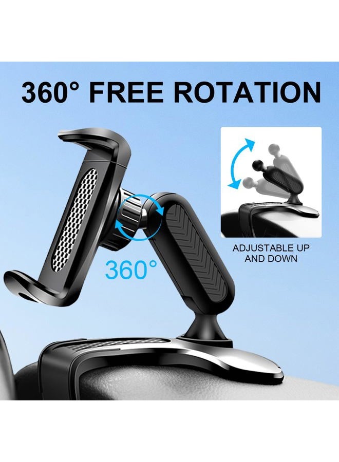 AMZAUTO Car Phone Holder Mount, 360 Degree Rotation Car Dashboard Phone Holder, Universal Anti-Shake Dash Steering Wheel Cellphone Clamp Mount Stand for 4-7 Inch Smartphones (Black) - Image 2