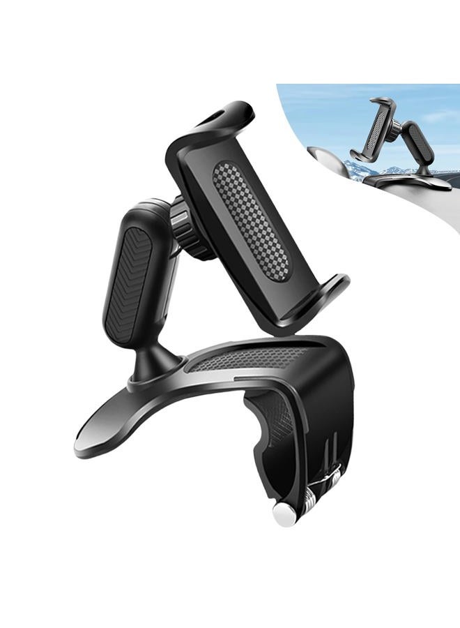 AMZAUTO Car Phone Holder Mount, 360 Degree Rotation Car Dashboard Phone Holder, Universal Anti-Shake Dash Steering Wheel Cellphone Clamp Mount Stand for 4-7 Inch Smartphones (Black) - Image 1