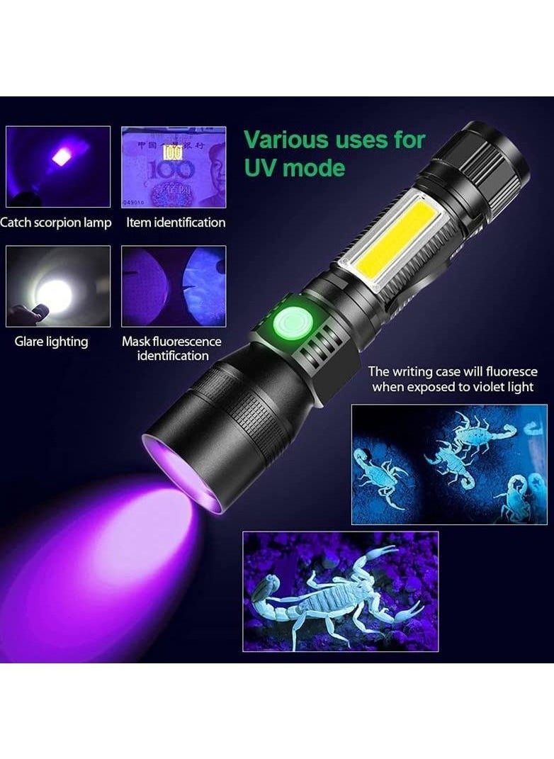 Generic - Black Light Flashlight Rechargeable, 3-in-1 UV Light Flashlights, 1800 Lumen LED Tactical Flashlight, High Powered 7 Modes Waterproof UV Blacklight Flashlights for Stains Detection Camping Emergency - Image 1