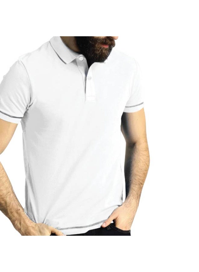 SANTHOME Carribean Polo Shirt For Men Stretchable And Breathable Workwear, Moisture-Wicking And Quick-Dry Fabric, Contrast Details - Small - Image 1