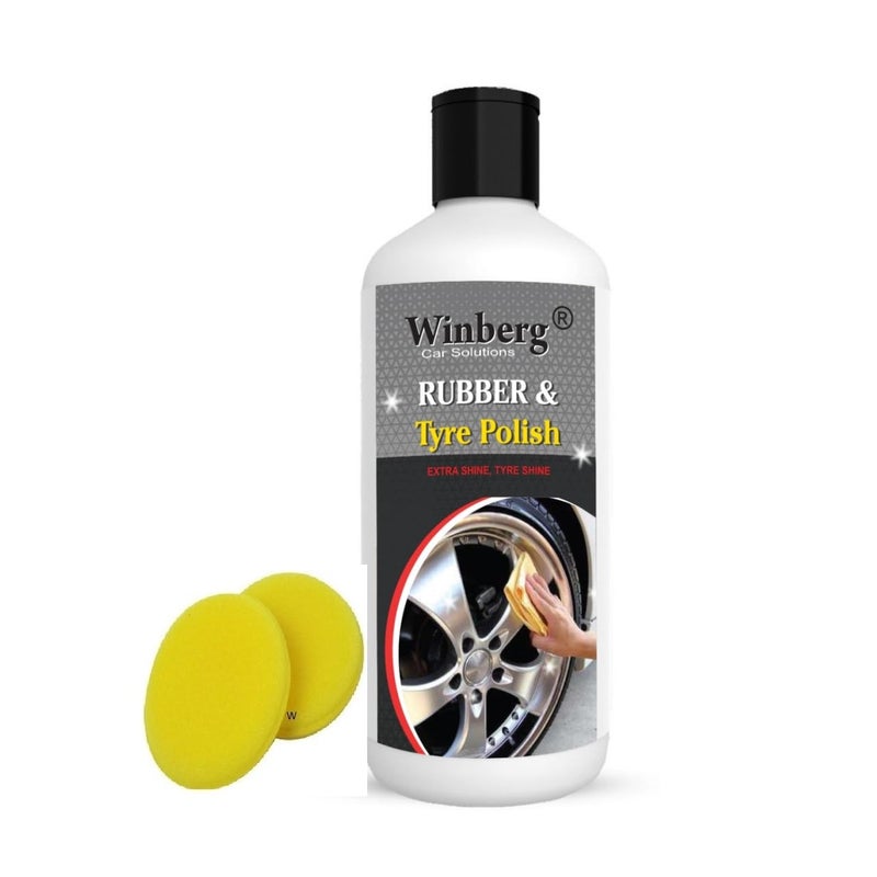 Winberg Rubber & Tyre Polish, 100 ml, with Foam Applicator, for Car and Bike Wheels 1TY - Image 1