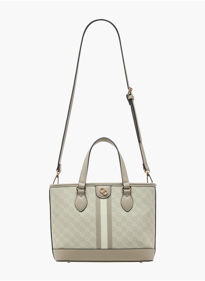 Celeste Monogram Print Tote Bag with Zip Closure and Double Handle  - Image 2