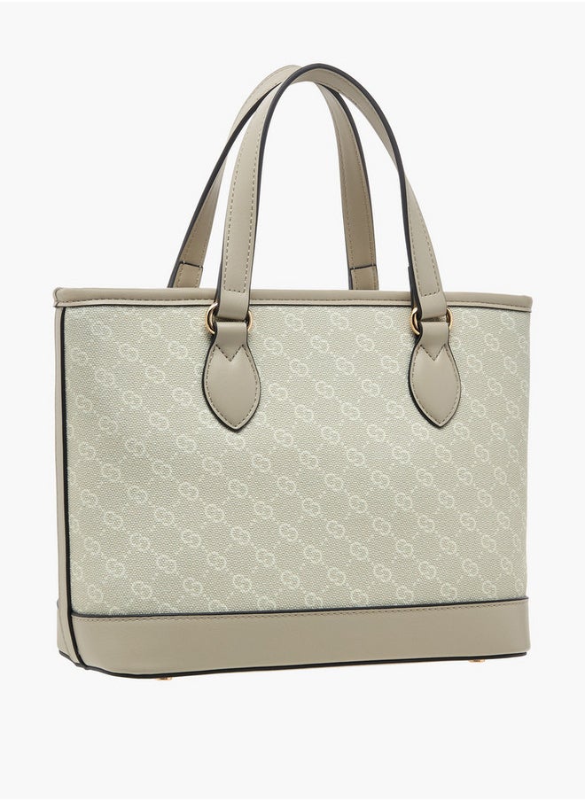 Celeste Monogram Print Tote Bag with Zip Closure and Double Handle  - Image 3