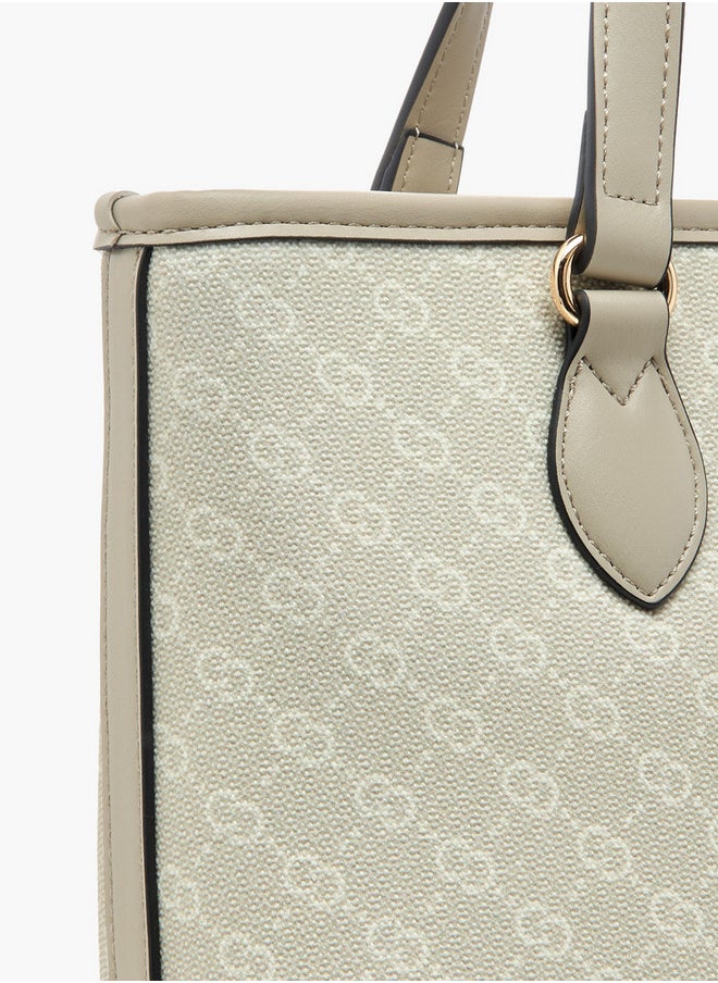 Celeste Monogram Print Tote Bag with Zip Closure and Double Handle  - Image 5