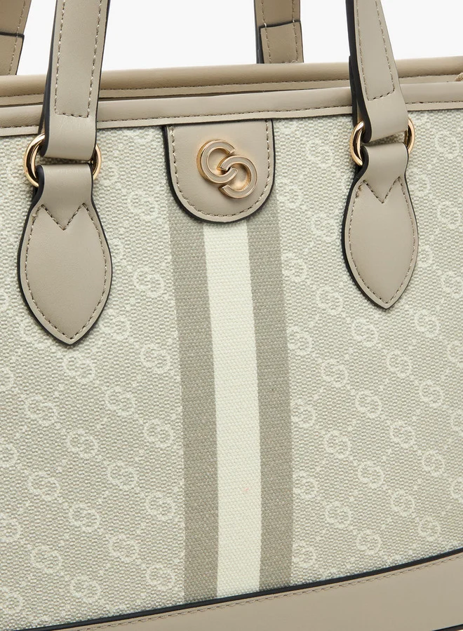 Celeste Monogram Print Tote Bag with Zip Closure and Double Handle