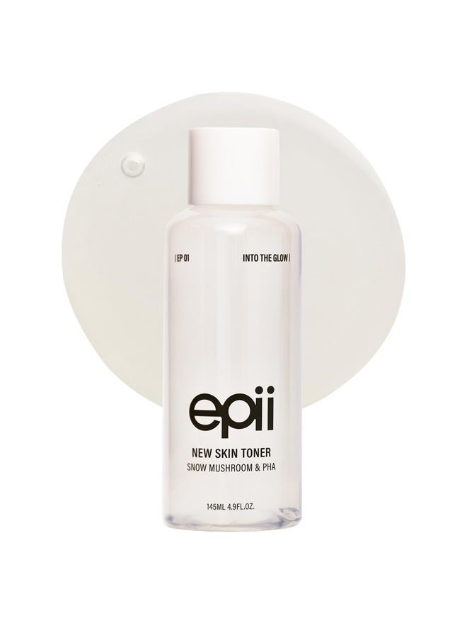 epii New Skin Toner - 5% PHA Gentle Exfoliating Toner with Snow Mushroom Hyaluronic Acid & Panthenol - Korean Skincare Toner for Glass Skin Glow Dull Skin Texture & Daily Hydration 145mL - Image 1