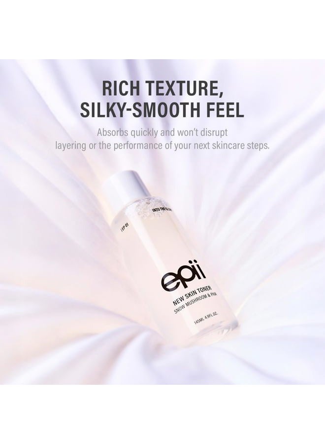 epii New Skin Toner - 5% PHA Gentle Exfoliating Toner with Snow Mushroom Hyaluronic Acid & Panthenol - Korean Skincare Toner for Glass Skin Glow Dull Skin Texture & Daily Hydration 145mL - Image 5