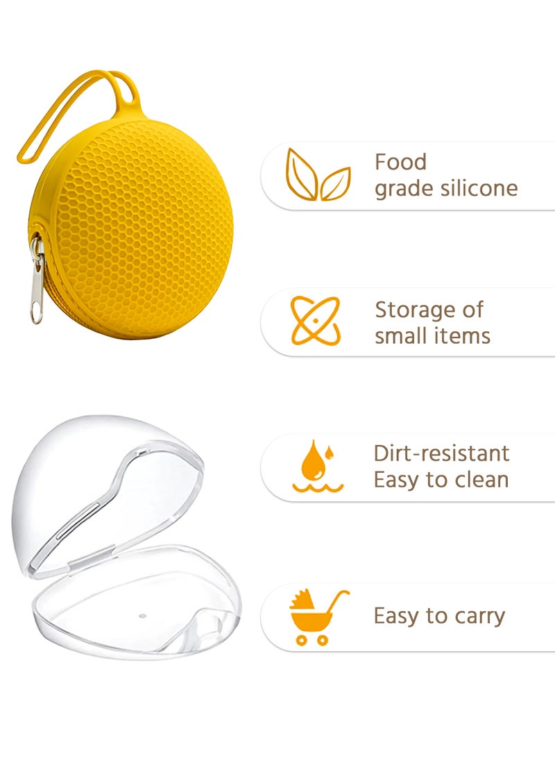 Factory Price - 4 Pcs Portable Baby Pacifier Case, 2 Silicone Nipple Pouches with Lanyards and 2pcs Transparent Nipple Holder Case Container - Image 1