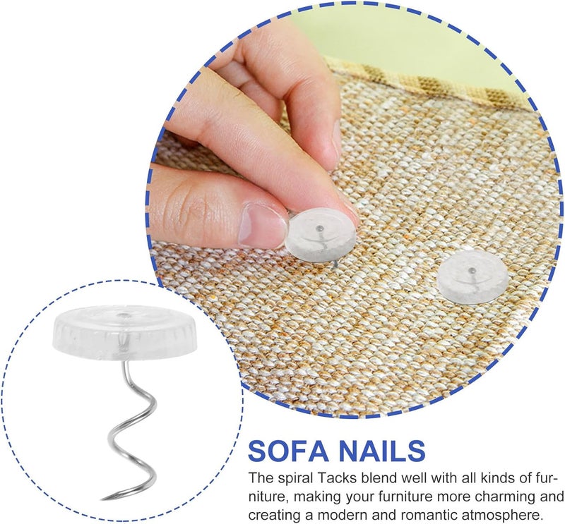 LABRIMP 50pcs Spiral Tacks for Sofa Furniture, Anti-Slip Upholstery Pins for Bed Sheet and Cushion Fixing, Large Size Fasteners for Home Décor and Bedding - Image 5