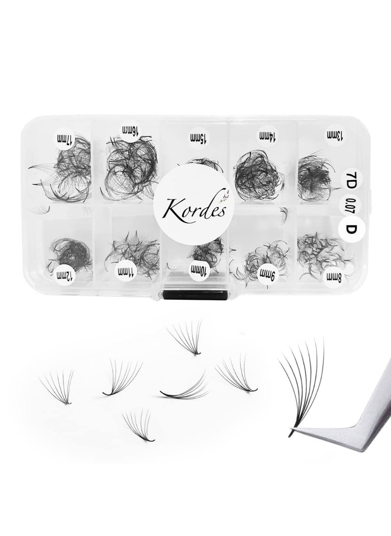 Kordes - Kordes D Curl Premade Fans Lash Extensions Mix Size 8mm-17mm - Promade Volume Eyelash Extensions D Curl (7D) - Image 1