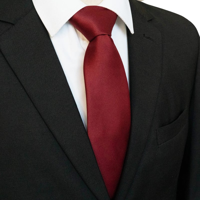 JEMYGINS Burgundy Tie Silk Necktie for Men Business and Wedding - Image 2