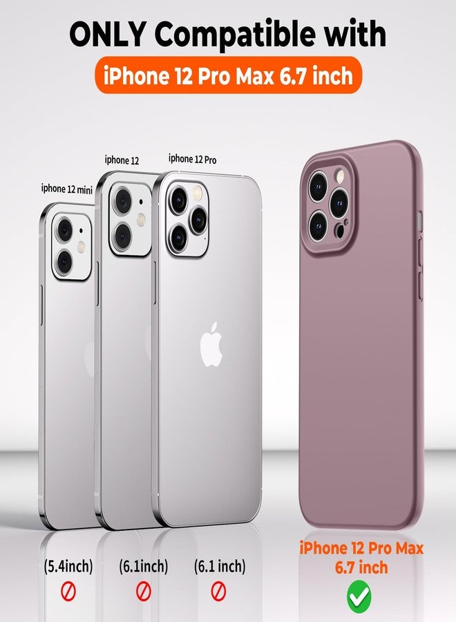 استلق جراب SUPFINE لهاتف iPhone 12 Pro Max، مصنوع من السيليكون السائل الفاخر مع بطانة ناعمة من الألياف الدقيقة المقاومة للخدش، وحماية مُحسّنة للكاميرا، جراب نحيف مقاوم للصدمات للرجال والنساء والفتيات، لون الكشمش الأسود - Image 2