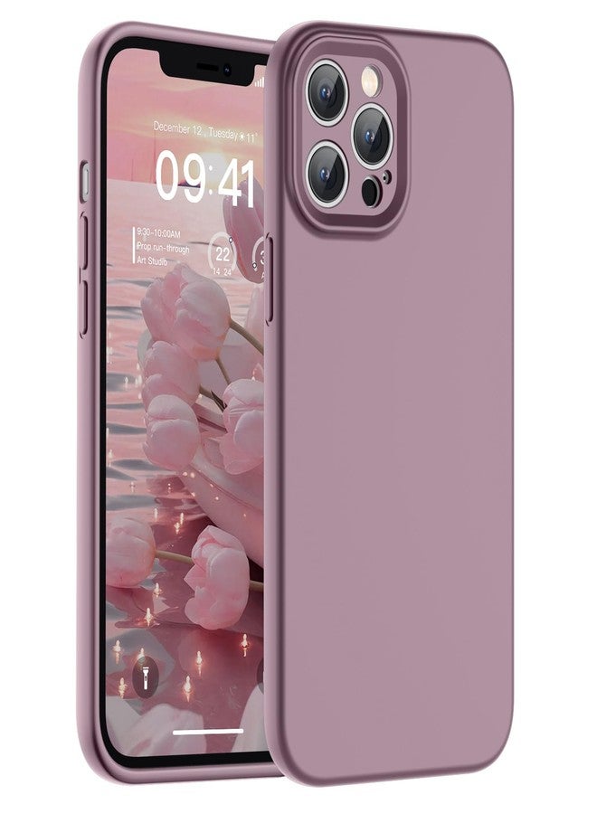 استلق جراب SUPFINE لهاتف iPhone 12 Pro Max، مصنوع من السيليكون السائل الفاخر مع بطانة ناعمة من الألياف الدقيقة المقاومة للخدش، وحماية مُحسّنة للكاميرا، جراب نحيف مقاوم للصدمات للرجال والنساء والفتيات، لون الكشمش الأسود - Image 1