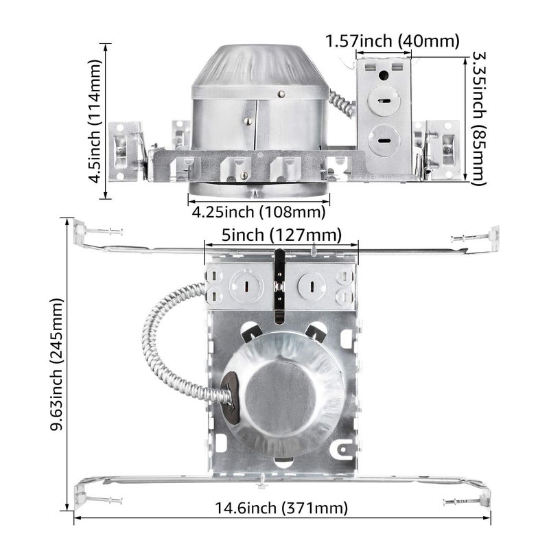 TORCHSTAR 8-Pack 4 Inch Shallow New Construction Recessed Lighting Housing, IC Rated & Air Tight Ceiling LED Downlight Can with J-Box, ETL Listed Slim/Narrow Can Light Housing, TP24 Connector - Image 5