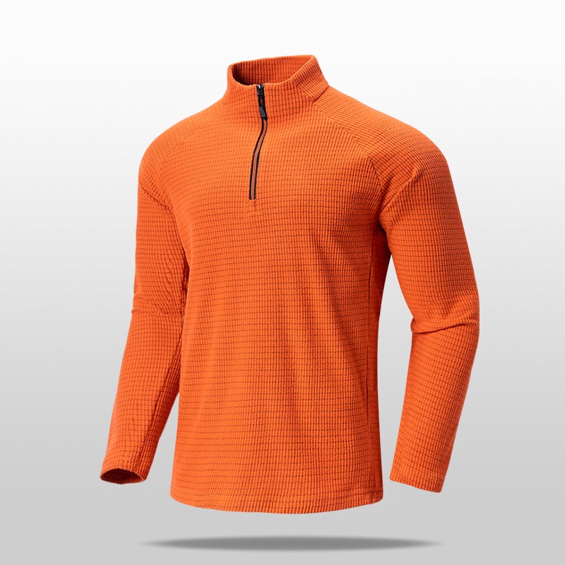 Generic Birds Same Style Mens Fitness Wear Long Sleeve Collar Pullover Loose Half Zipper T-shirt Elastic Riding Wear Black - Image 4