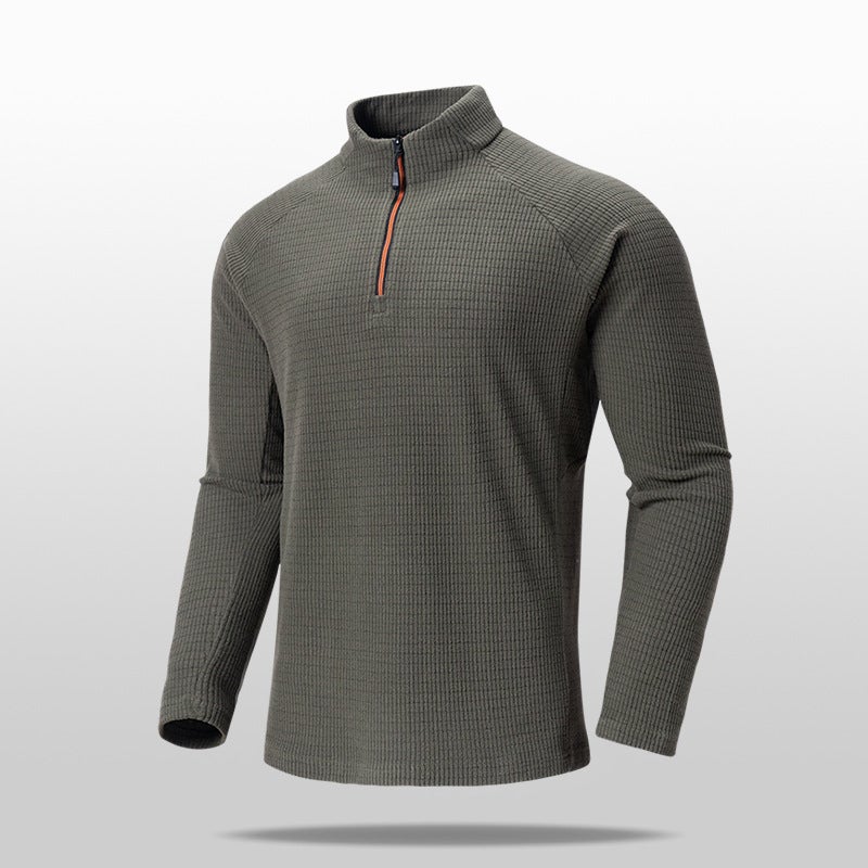 Generic Birds Same Style Mens Fitness Wear Long Sleeve Collar Pullover Loose Half Zipper T-shirt Elastic Riding Wear Black - Image 3