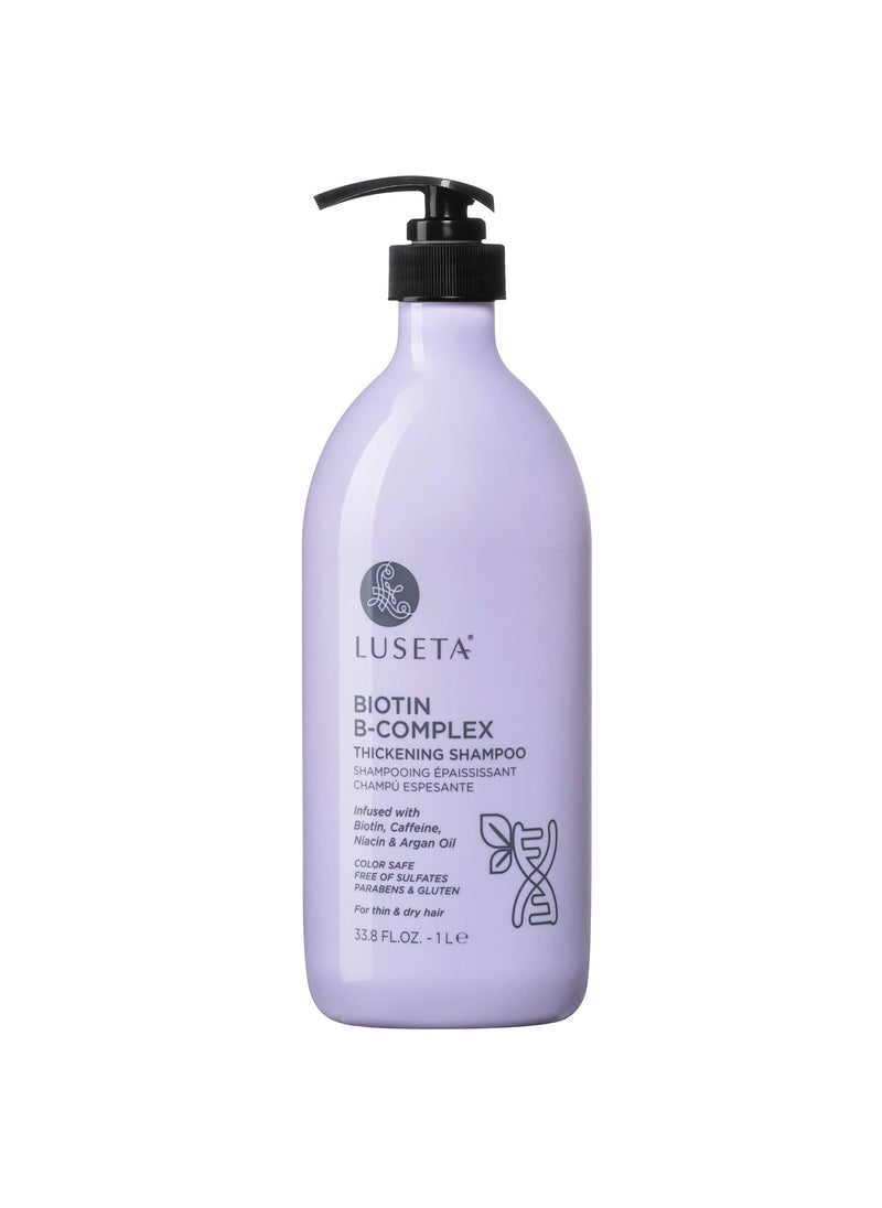 L LUSETA Luseta Biotin B-Complex Thickening Shampoo for Hair Growth and Strengthening - Hair Loss Treatment With Caffeine and Argan Oil for All Hair Types, Including Men & Women, 33.8oz 