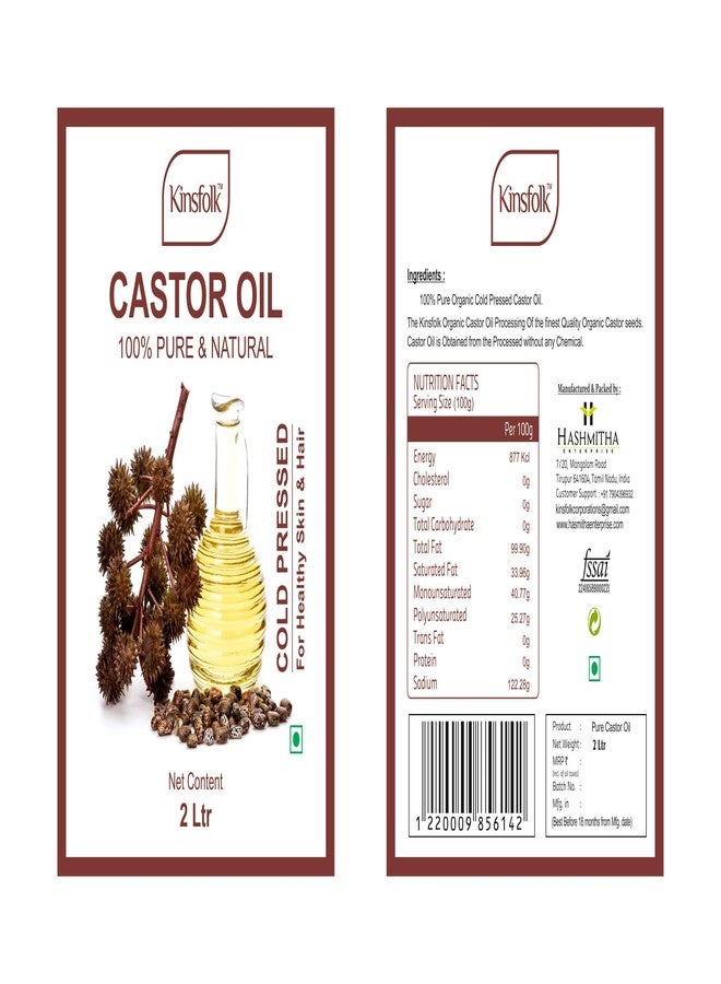 Kinsfolk زيت الخروع من كينزفولك (معصور على البارد 100% نقي) لنمو الشعر - عبوة بلاستيكية سعة 2 لتر - Image 5