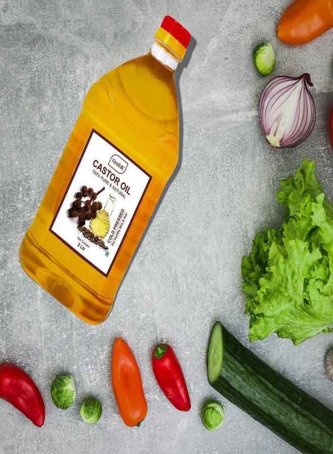 Kinsfolk زيت الخروع من كينزفولك (معصور على البارد 100% نقي) لنمو الشعر - عبوة بلاستيكية سعة 2 لتر - Image 3