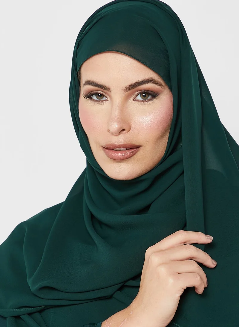 hayas closet Embroidery Detail Front Open Abaya